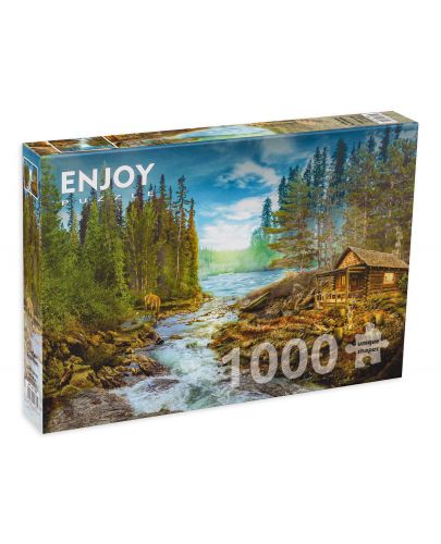 Пъзел Enjoy от 1000 части - Дървена колиба край брезите - 1